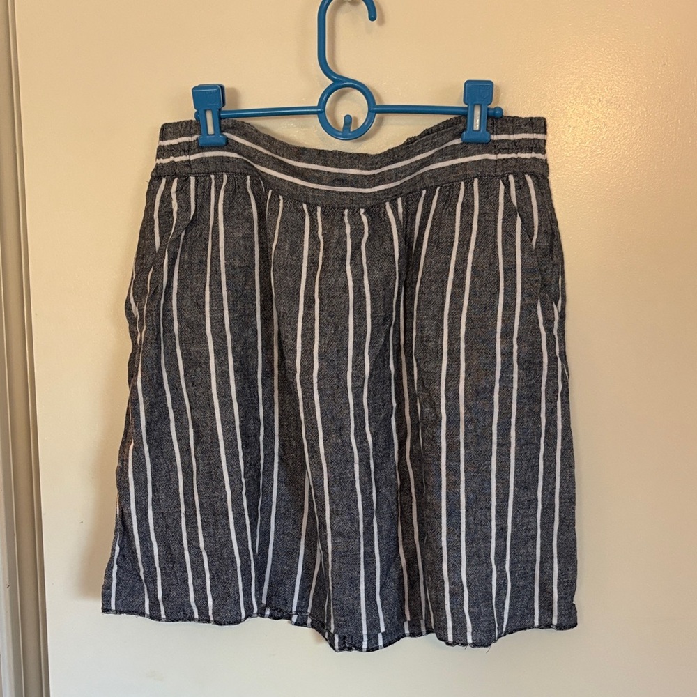 LOFT Charcoal and Ivory Striped Skirt